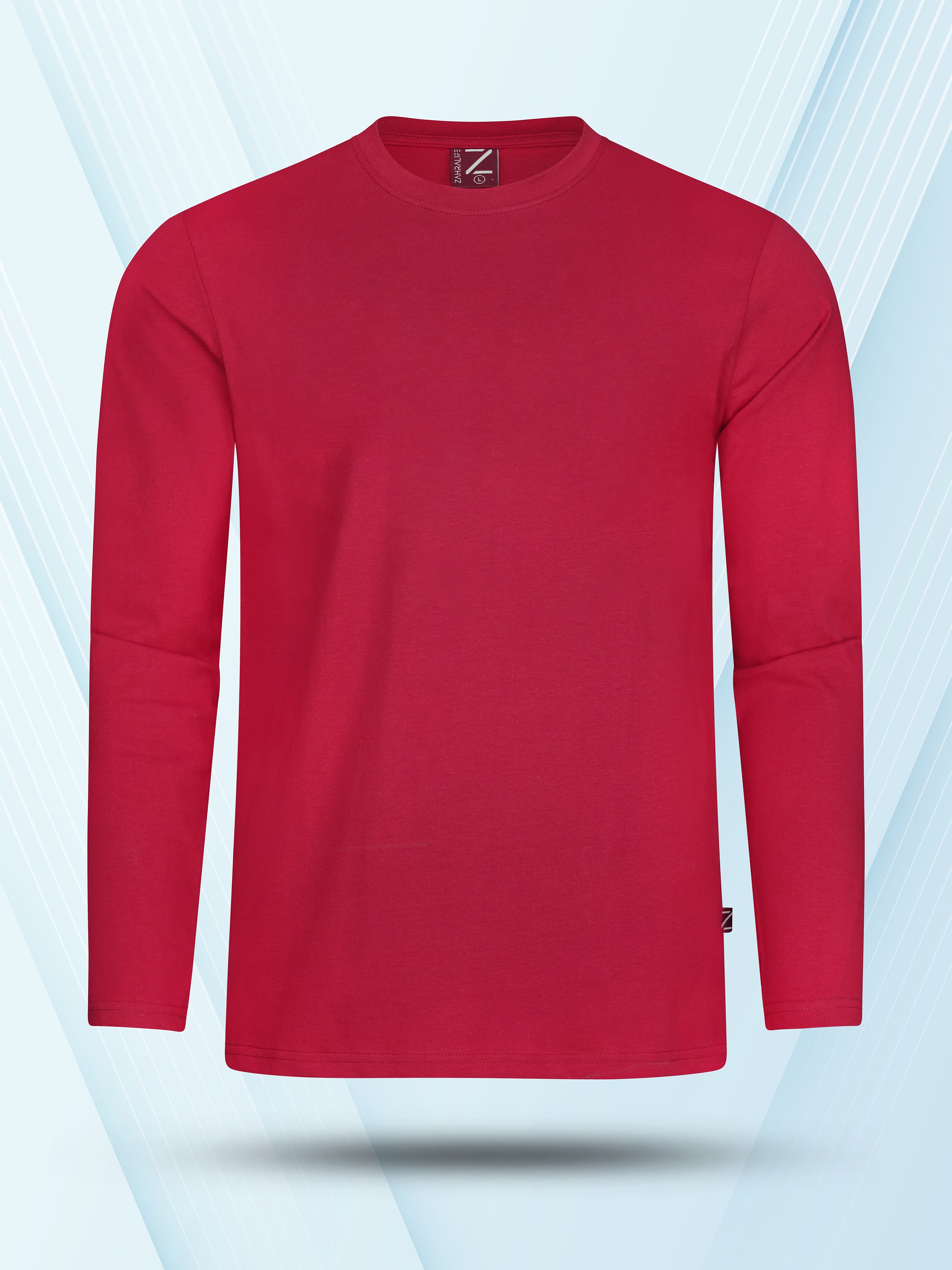 Mens Premium Blank Full Sleeve T-Shirt - Crimson Red
